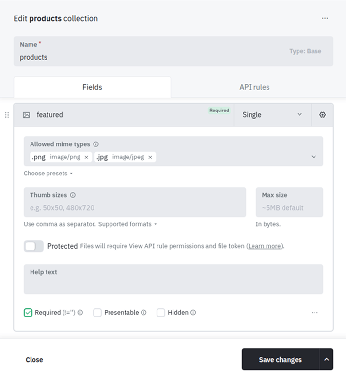 File field screenshot